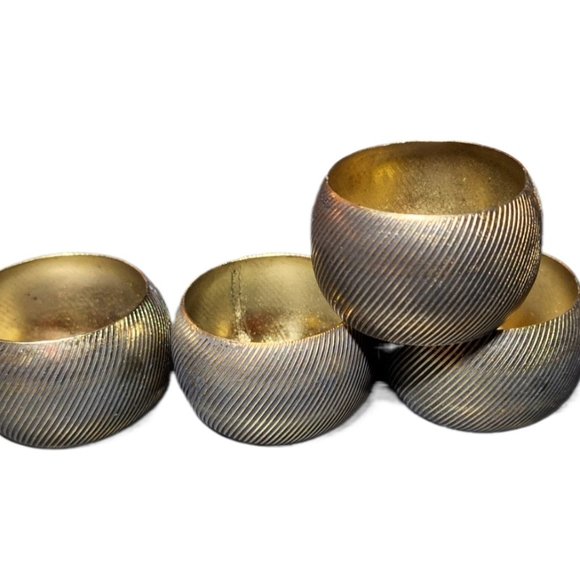 Nicole Miller Accents Eight 8 Classic Brass Napkin Rings Nichole